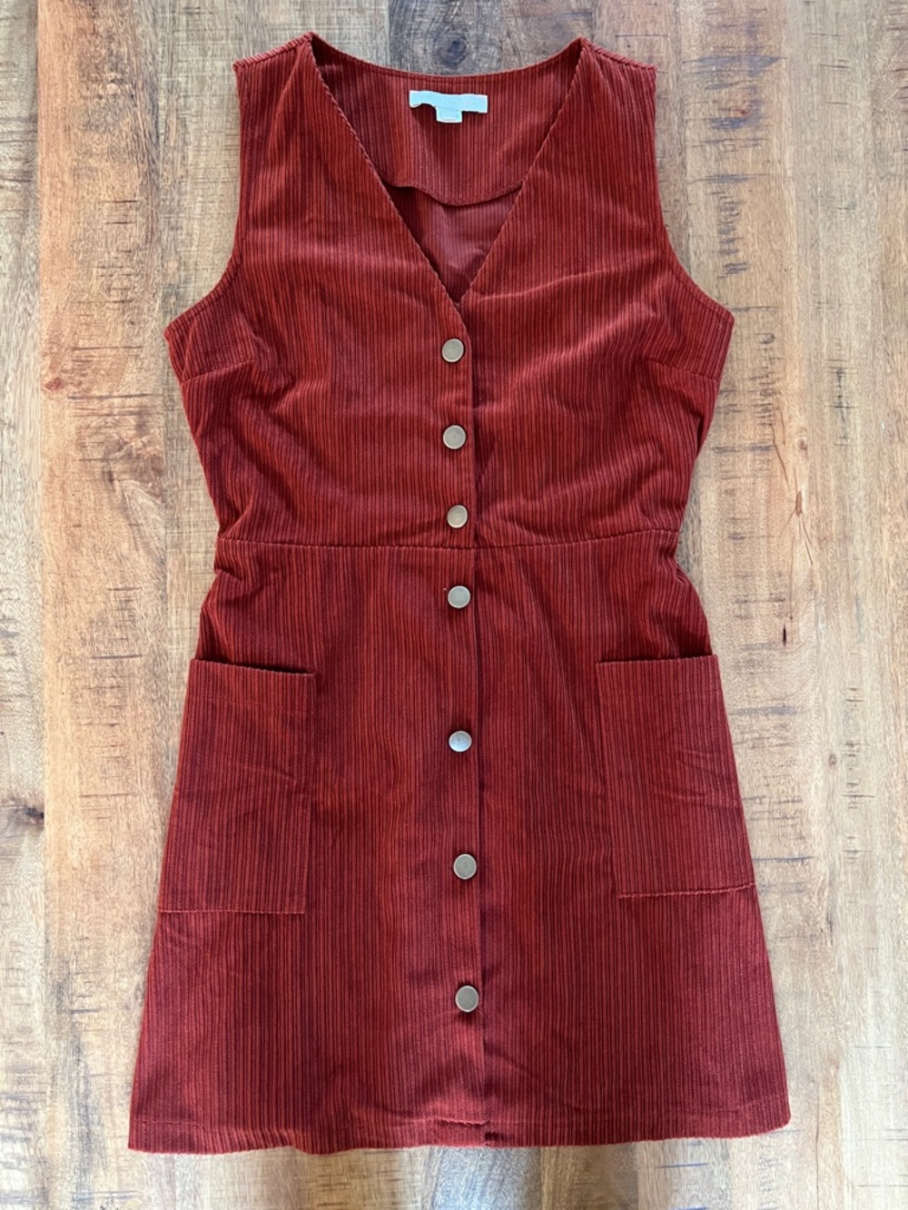 Monteau Rust Corduroy Button-Front Mini Dress